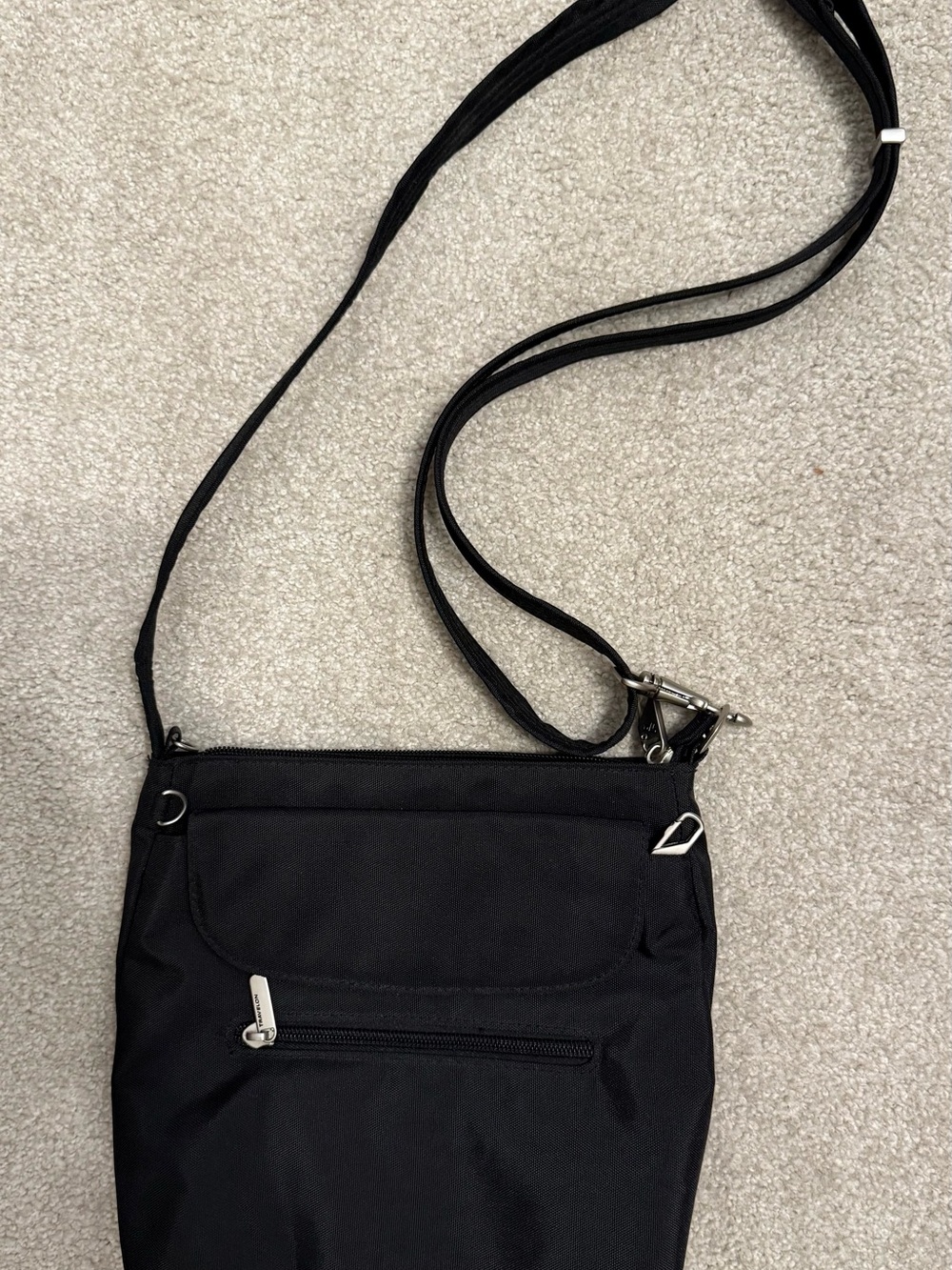 Travelon Black Crossbody Bag with Silver Hardware